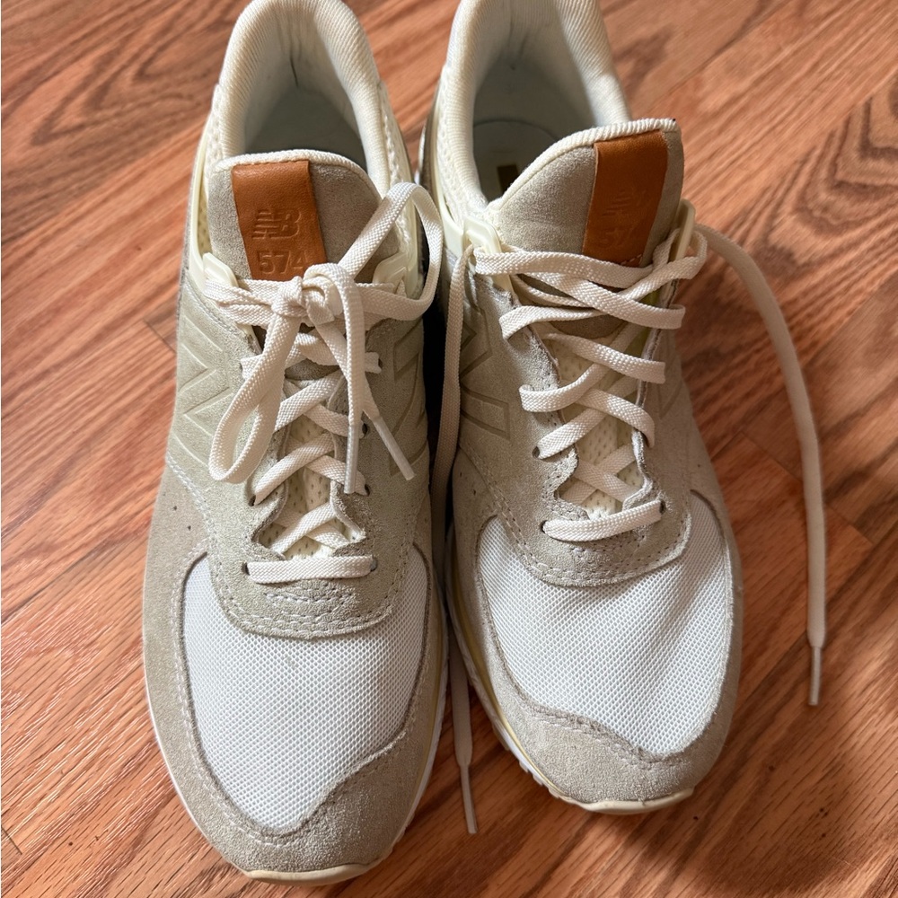 New Balance Cream and White Athletic Shoes